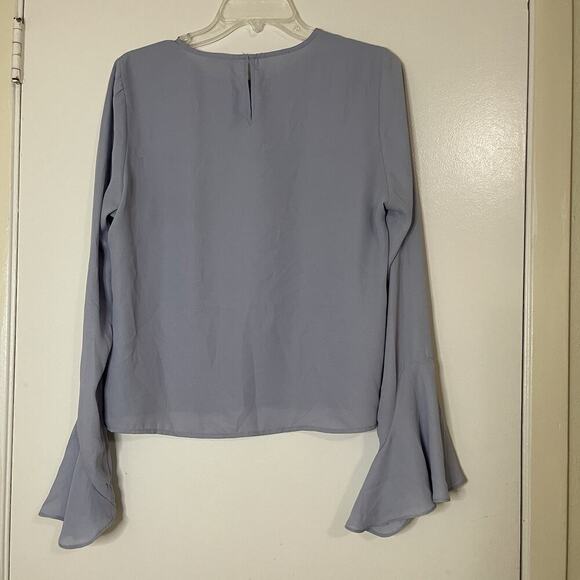 Rebecca Taylor Blue long sleeve ruffle trim flounce blouse top size 6 - Picture 5 of 5